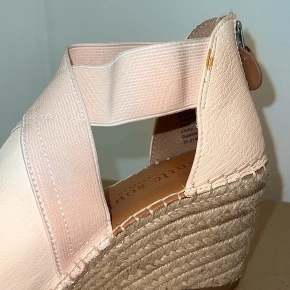 SALE ✨ Kenneth Cole Charli Suede Cross Elastic Espadrille Wedge Heels Blush Pink - Picture 13 of 13